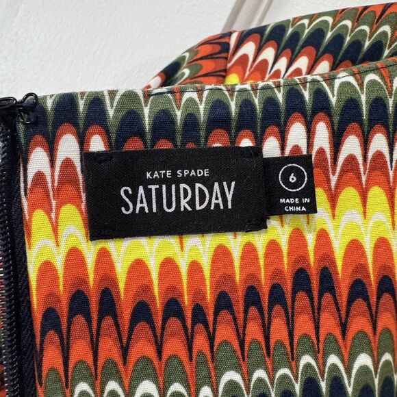 Kate Spade Saturday Multi Color Fall Shift Dress 6 Stretch Pockets Mod Retro New - Picture 5 of 15
